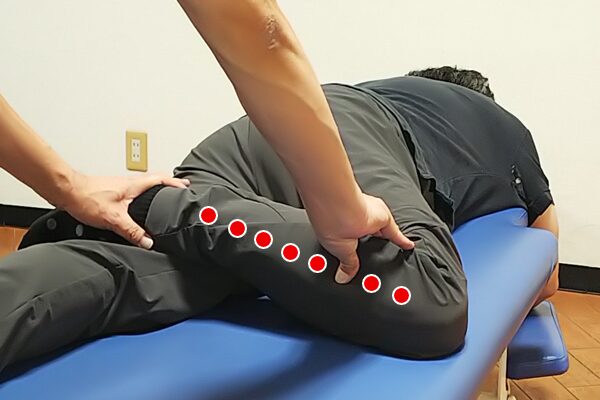 前脛骨筋の押圧2 大蔵カイロプラクティック川越伊勢原整体院